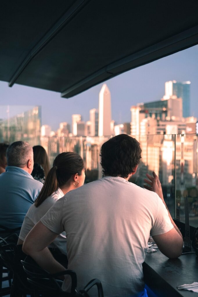 darling, nature, terrace, building, buildings, people, shades, sun, sunset, afternoon