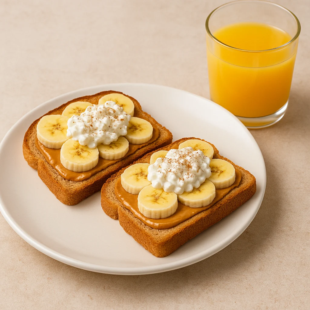 toast protéiné beurre de cacahuète banane fromage blanc pain complet