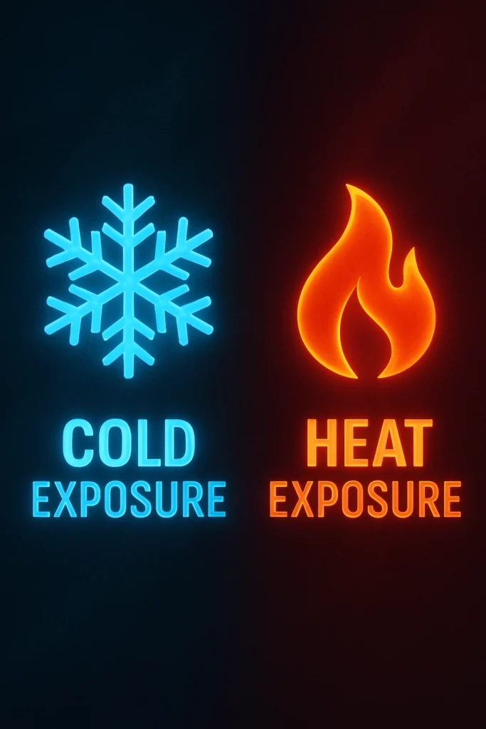 llustration comparant l’exposition au froid et à la chaleur, utilisée pour expliquer leurs effets hormonaux.