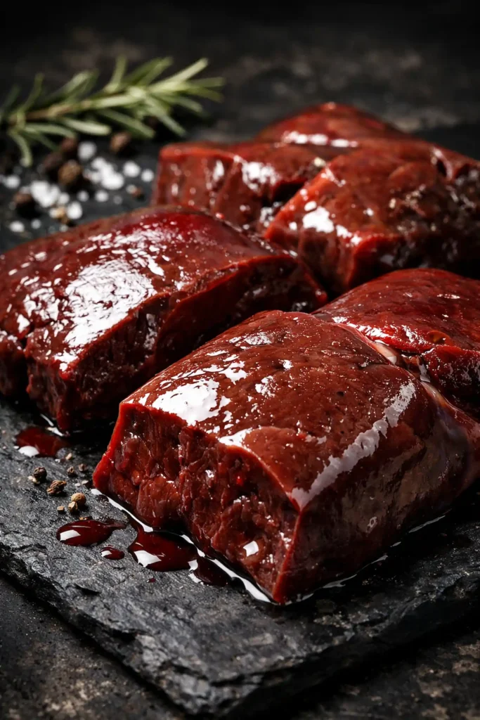 Foie de bœuf cru riche en vitamine A, fer héminique et micronutriments essentiels pour la performance et l’équilibre hormonal