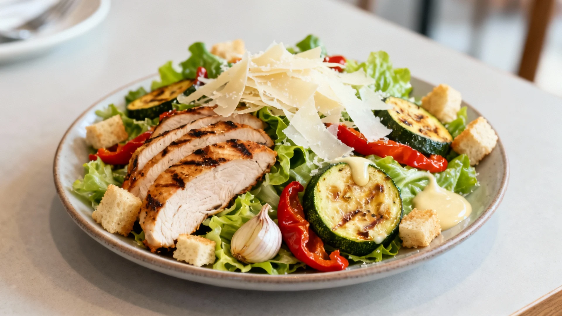 🥗 Salade Alpha 5 – César Poulet & Légumes Rôtis (Parmesan + Ail Rôti)