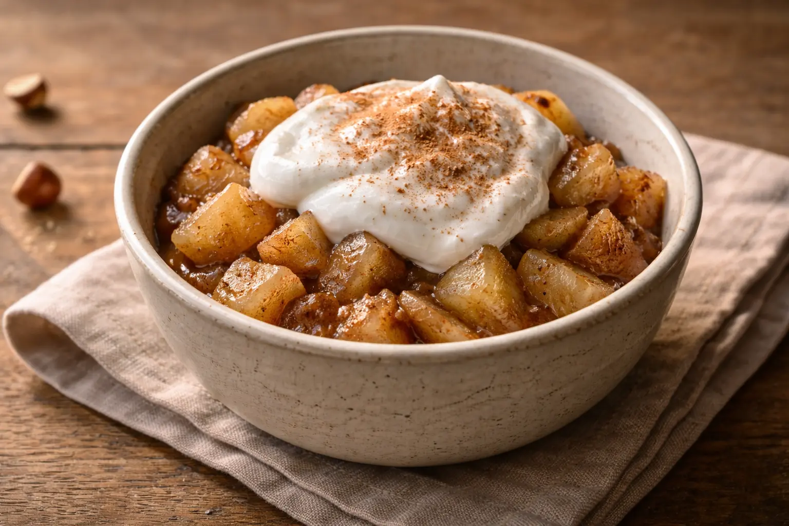 🍎 Dessert Alpha — Pommes cuites, yaourt grec & cannelle