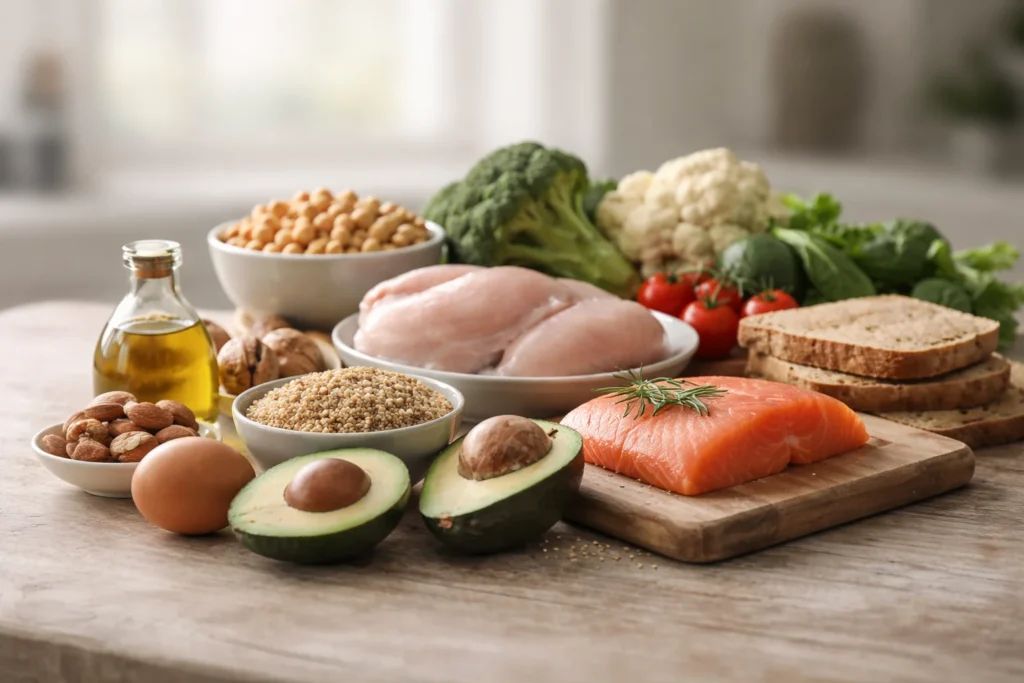 Aliments simples et naturels illustrant le rôle du terrain nutritionnel dans la stabilité émotionnelle.